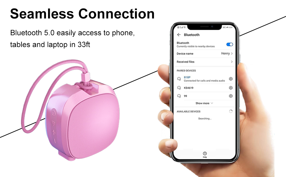 Bluetooth 5.0 Speaker, Easily Access to Phone, Tablet and Laptop within the Distance of 33ft