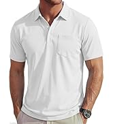 MAGCOMSEN Polo Shirts for Men Short Sleeve Collared Golf Shirt with Pocket Moisture Wicking Quick...