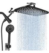 Veken 11.8 Inch High Pressure Rain Shower Head Combo with Extension Arm- Wide Showerhead with 6 H...