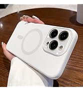 Magnetic Silicone Case for iPhone 16 Pro MagSafe with Camera Lens Protector,Full Protection Slim ...