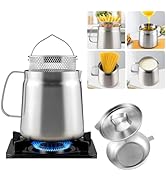 Pleafind 68oz Bacon Grease Saver with Strainer, 304 Stainless Steel Bacon Grease Container with S...