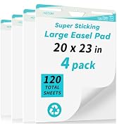 120 Sheets Thickened Sticky Easel Pad, 20 in x 23 in, Anchor Chart Paper, Chart Paper for Teacher...