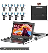 Rack Mount KVM w/15.6'' LCD Monitor, Arvitek 8 Port KVM Switch HDMI w/Handle, Fit 1U 19'' Rack, S...