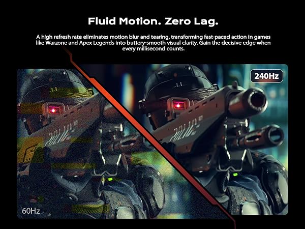 A high refresh rate eliminates motion blur and tearing, transforming fast-paced action in games