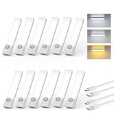 Rihvy Under Cabinet Lighting 4 Inches Rechargeable Motion Sensor Light Indoor, 3 Color Dimmable C...