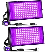 YAYIT 100W Black Lights with Switch+Plug, IP66 Waterproof, LED Blacklight Flood Light for Glow Pa...