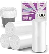 Ryobyo 100 Count 4 Gallon Unscented Trash Bags, Strong and Transparent, Ideal for Bathroom, Offic...