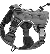 Heavy-Duty Tactical Dog Harness for Large Dogs, No Pull Adjustable Reflective Pet Vest with Molle...