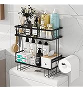 Godboat Bathroom Organizers, 2-Tier Over Toilet Storage, Floating Shelves with 2 Hooks & Paper Ho...