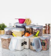 Airtight Food Storage Containers [Set of 10] 1.6 L /54 Oz + 14 Measuring Cups &amp; Spoons + labels &amp;..