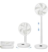 Greheywos 10 inch Foldable Rechargeable Oscillating Fan, 7200mAh Battery Operated Standing Fan wi...