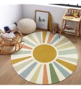 STARUIA Boho Sun Round Area Rug for Living Room, 6 Ft Washable Nursery Rug for Playroom, Colorful...