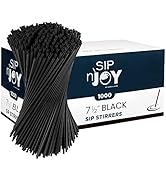 Crystalware, Plastic Stir Straw, Sip Stirrer, For Coffee and Cocktail, 7 1/2 Inches 1000/Box, Black