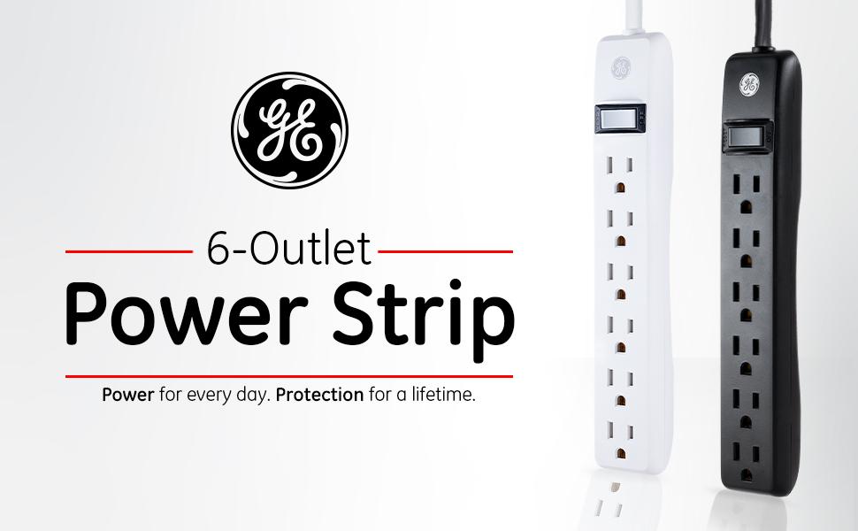 GE 6 Outlet Power Strip White