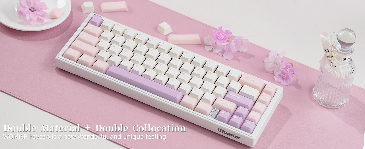 Mechanica Keyboard Keycaps Pink, Jelly PBT Keycaps, Translucent Jade Keyboard Key caps