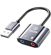 USB to 3.5mm Jack Audio Adapter External Sound Card with 3.5mm Headphone and Microphone TRS Jack ...
