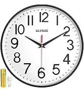 GLVSAE Wall Clock 12 Inches Non-Ticking Wall Clocks Battery Operated Large Easy to Read with Ster...