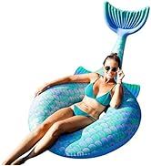 FindUWill Inflatable Pool Floats - Large Mermaid Swim Tube Rings, Lake and Beach Floaty Summer, B...