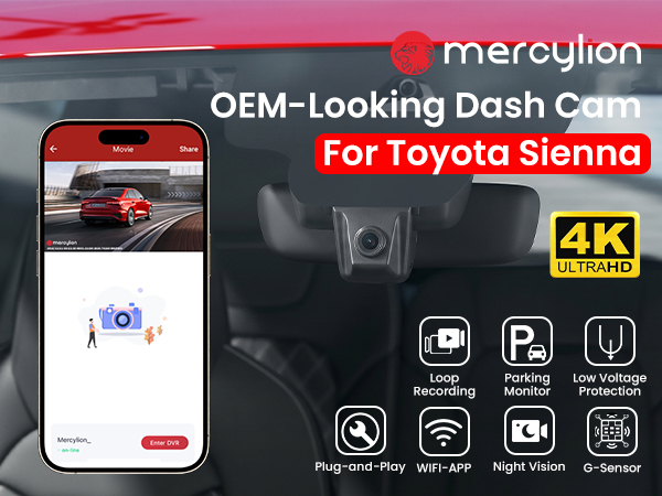 toyota sienna dash cam oem