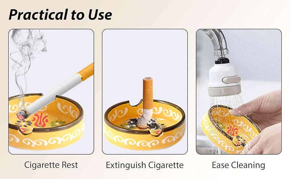 Ceramic Ashtray, Hand-Painted Smokeless Asthray Indoor