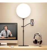 Full-Panel Ring Light with Stand and Extra-Long Flexible Phone Arm for Podcast &amp; Streaming, 10" L...