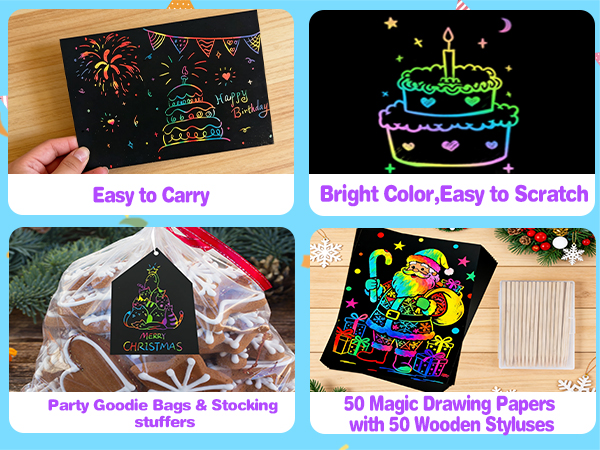 Cityrosy Scratch Art Paper Rainbow