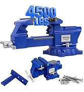 6-Inch Bench Vise with Jaw Pads, Heavy Duty Workbench Vise with Anvil, 360° Swivel Locking Base, ...