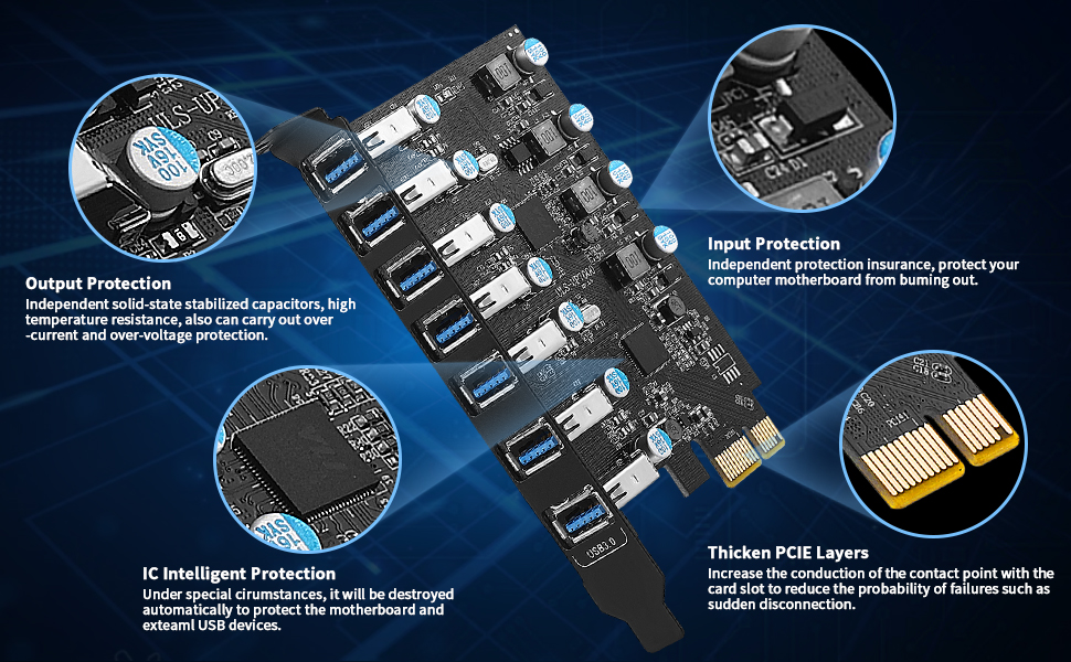 SINEFINE 7 port usb pcie card