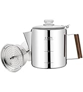Vaolvpant No Coating 6 Cup Percolator Coffee Pot 304 Stainless Steel Moka Pot Stovetop Espresso M...