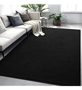FALARK Rugs for Bedroom Living Room, 4x6 ft Black Area Rug, Washable Memory Foam Indoor Carpet, M...