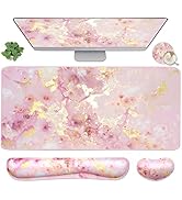 4-in-1 Large Gaming Mouse Pad, Keyboard Wrist Rest Pad &amp; Wrist Support Mousepad Set, Extended Des...