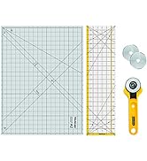 WORKLION Rotary Cutting Mat Set:45mm Rotary Cutter &amp; 2 Replacement Rolling Blades &amp; 18"x 24" inch...