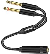 HOSONGIN 1/4 TRS Stereo Jack to Dual 1/4 TS Mono Y-Splitter Insert Cable, Nylon Braided Jacket Go...