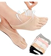 5 Pairs Women Orthopedic Compression Toe Socks, Full Toe Yoga Sock with Gel Tab, Soft Breathable ...