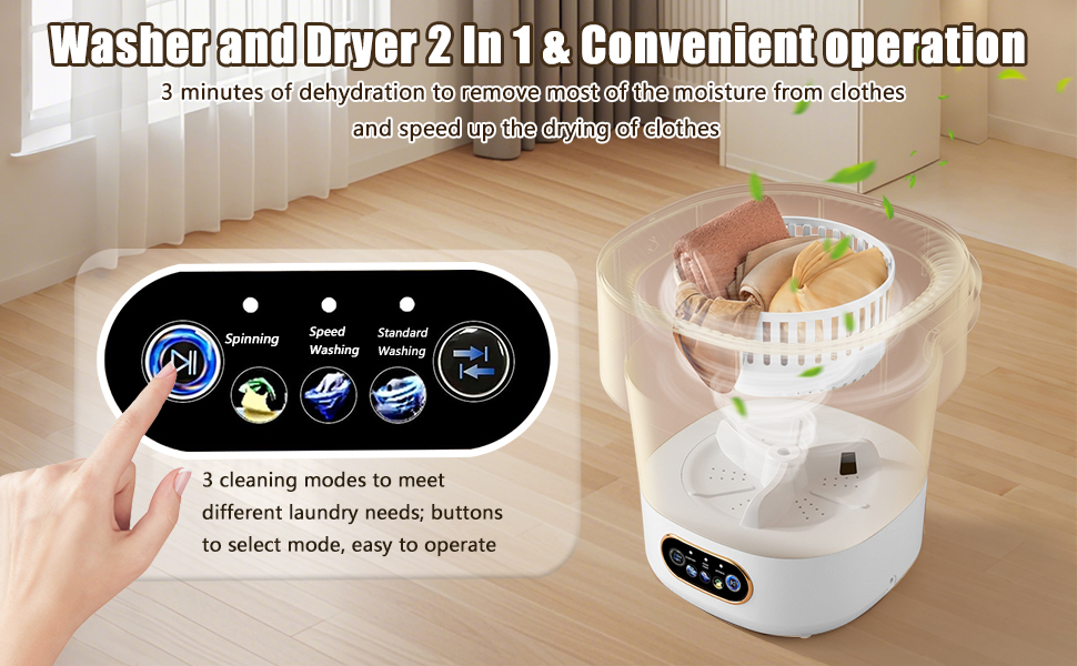 mini washing machine with 3 cleaning modes 