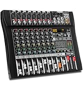 MICNAUX Audio Mixer 8 Channel Professional Mixer Console with 320 DSP Effects, 7-band EQ Sound Mi...