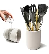 DiatZeno Kitchen Utensil Holder, Large Quick Dry Utensil Crock, Stable Diatomaceous Utensil Organ...