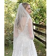 Latious 1 Tier Wedding Bride Veil White Simple Fingertip Bridal Tulle Veils with Comb for Brides ...