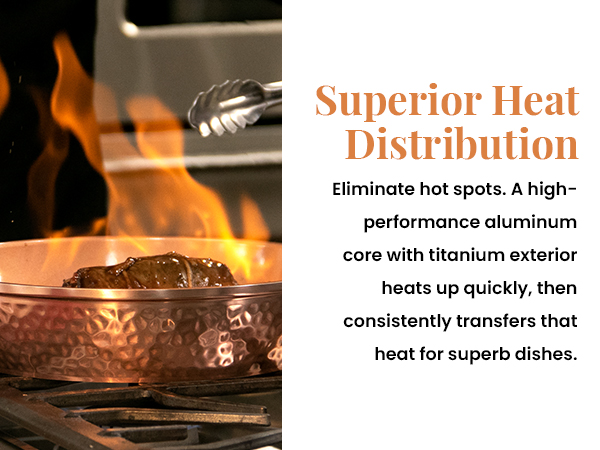 Hammered Non Stick Frying Pans Nonstick Frying Pan with Lid, Nonstick Pan Ceramic Pan Copper