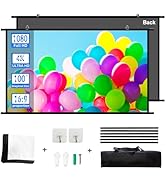 Projection Screen Black Backing 16: 9 Hanging Projector Screen 100" Indoor Movie Screen with 4K F...