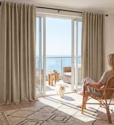 RYB HOME Linen Textured 100% Blackout Curtains for Bedroom, Insulating Energy Saving Window Curta...