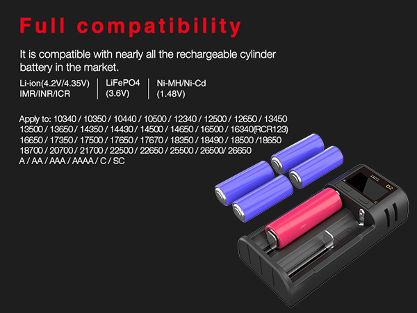 3.7V/3.6V Rechargeable Batteries Li-ion 2170 26650 14500 16340 18650, Ni-MH/Ni-Cd AA AAA C Batteries