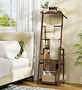 HOOBRO Blanket Ladder, Bamboo Ladder Shelf, Blanket Stand with 2 Shelves, Farmhouse Blanket Ladde...