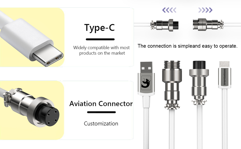 C01 Custom Coiled USB Cable with metal aviator