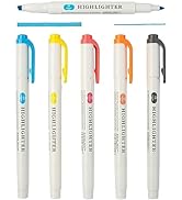 maikedepot 5pcs Friendly Colors Highlighters, Real Mild Highlighter Double Ended Marker Pens Chis...