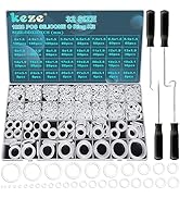 KEZE 1228 Pcs 32 Size Clear Food Grade Silicone O Rings Assortment Kit with Pick and Hook,White H...