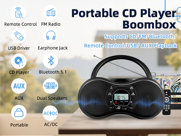Portable CD Player Boombox