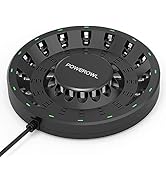 POWEROWL 16 Bay AA AAA Battery Charger (Updated, High Speed Charging) with Smart LED Light and Pl...