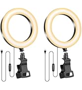 2Packs-Ring Light with Tripod Stand,Small Desk Led Circle Lights Clip On Laptop for Video Confere...