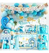The Big One First Birthday Decorations - Surf 1st Birthday Party Supplies with Beach Balloon Arch...